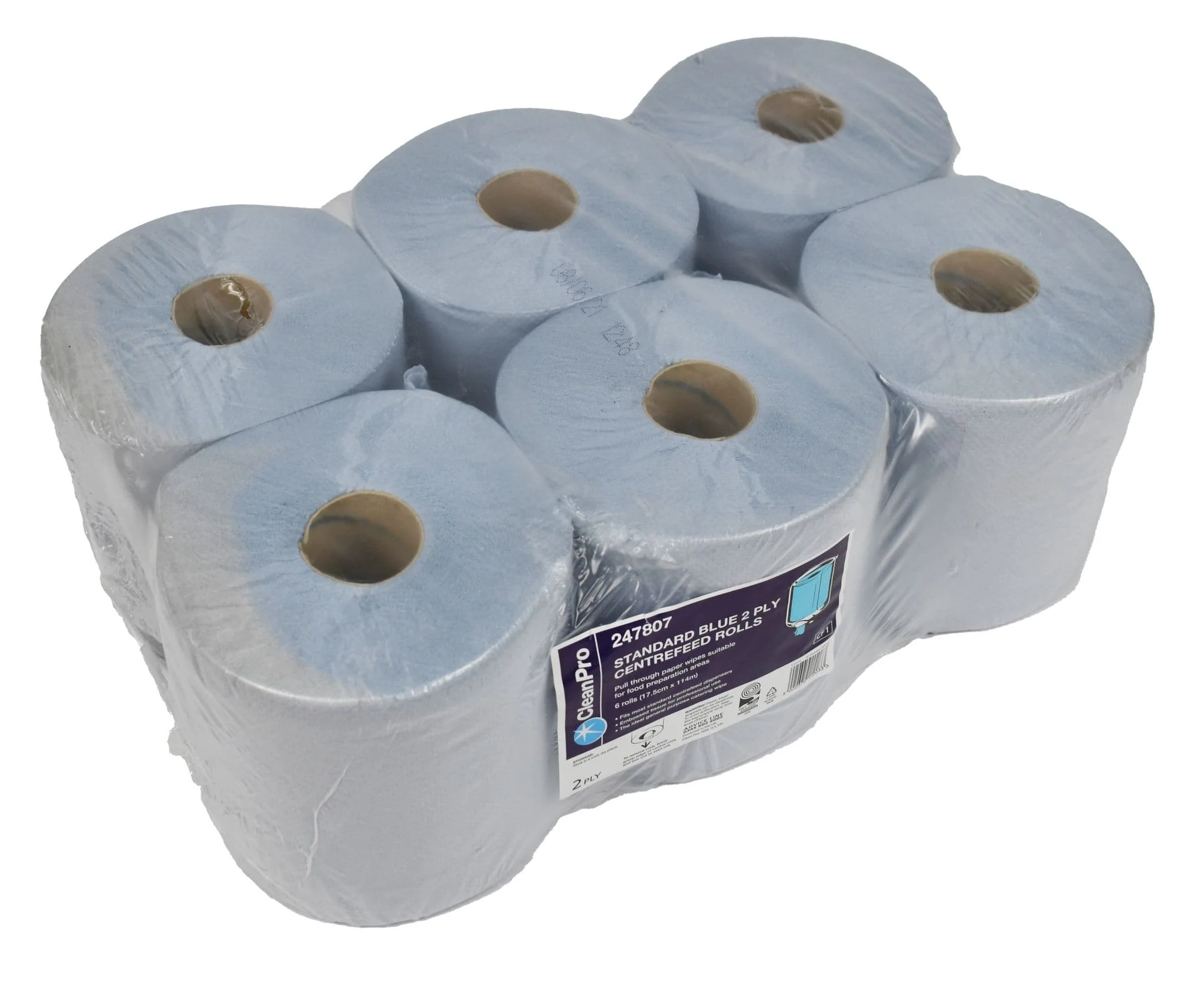 Blue 2ply Centrefeed Paper Rolls - 6 Pack - Image 2