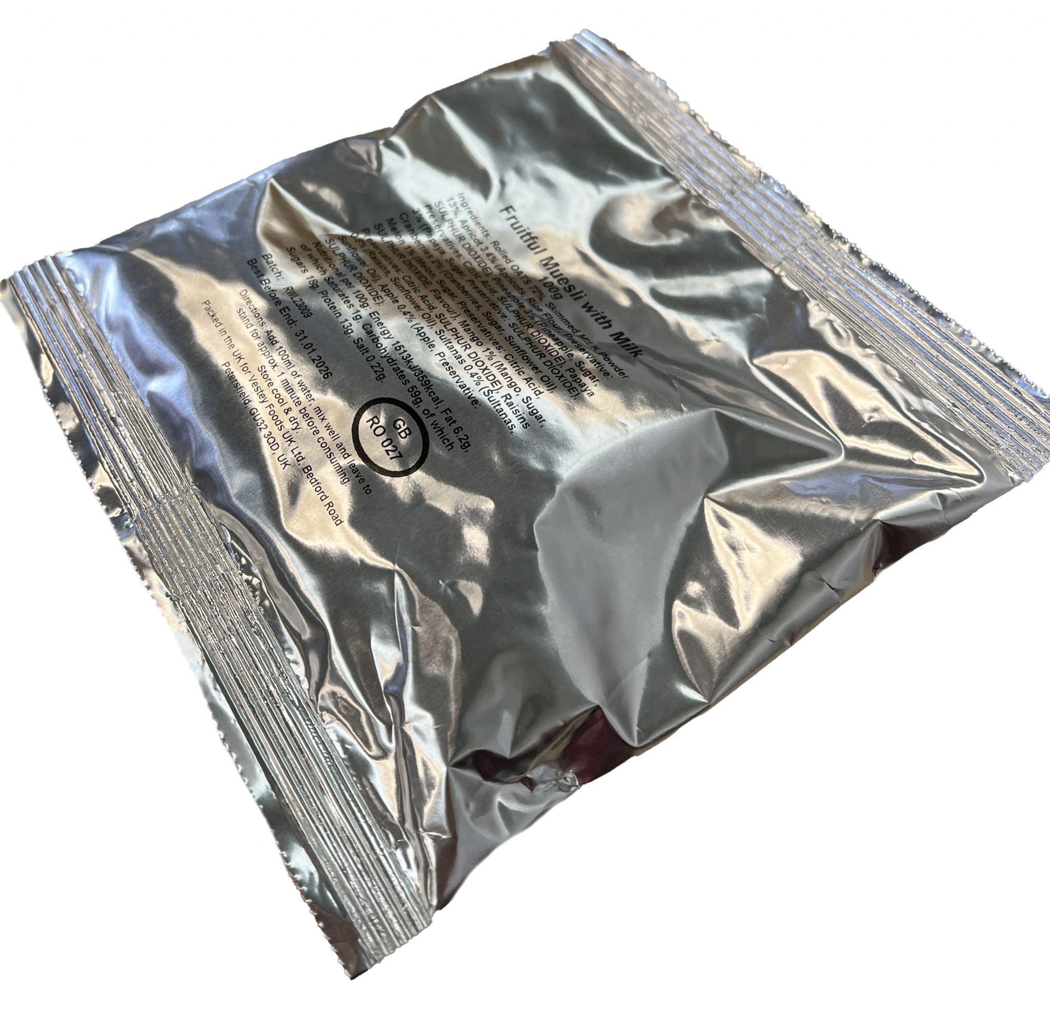 British Military Ration Meal Breakfast Pouch - Fruitful Muesli With Milk 100g - Image 2