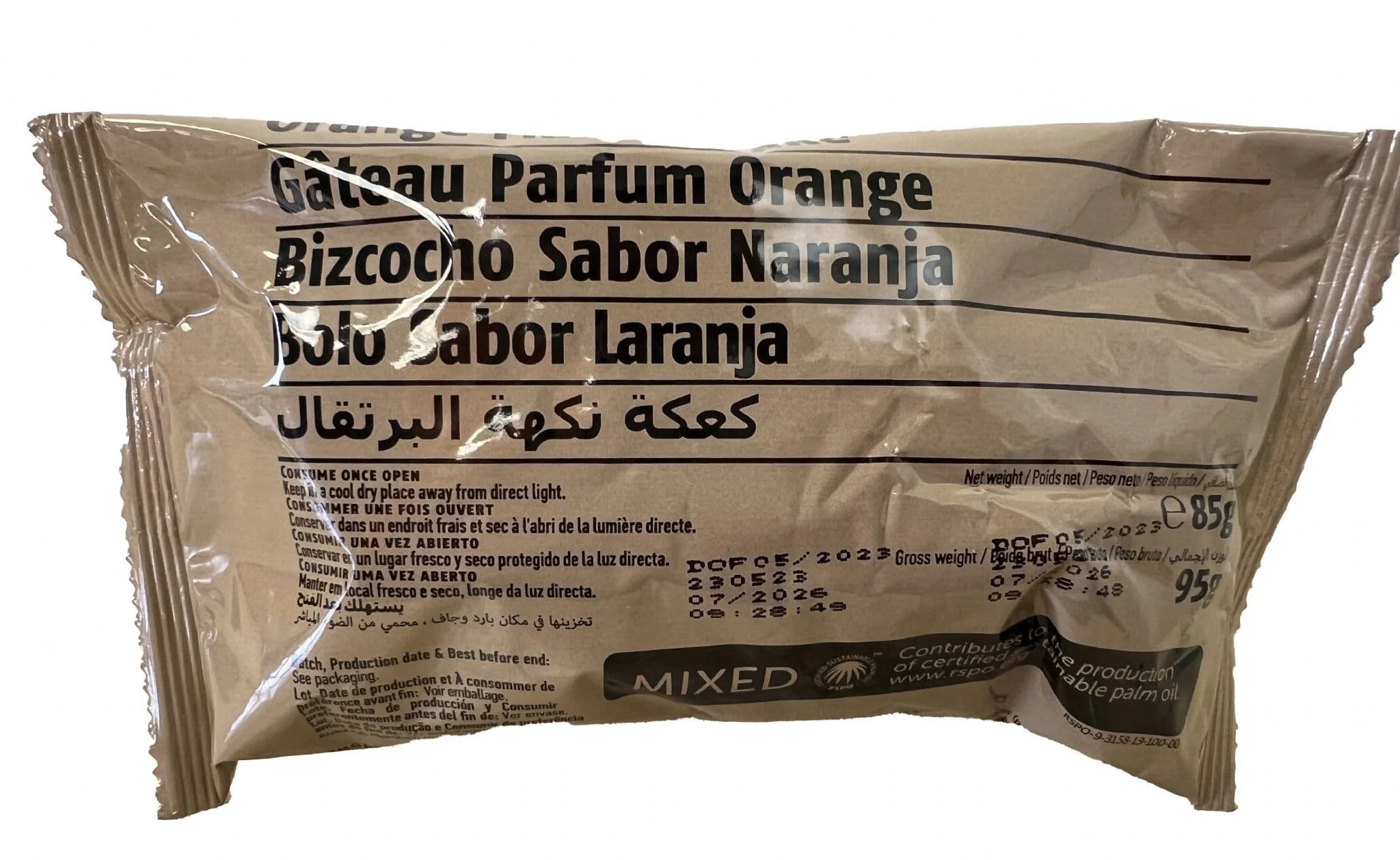 British Military Ration Pack Accessory - Orange Flavour Cake 85g