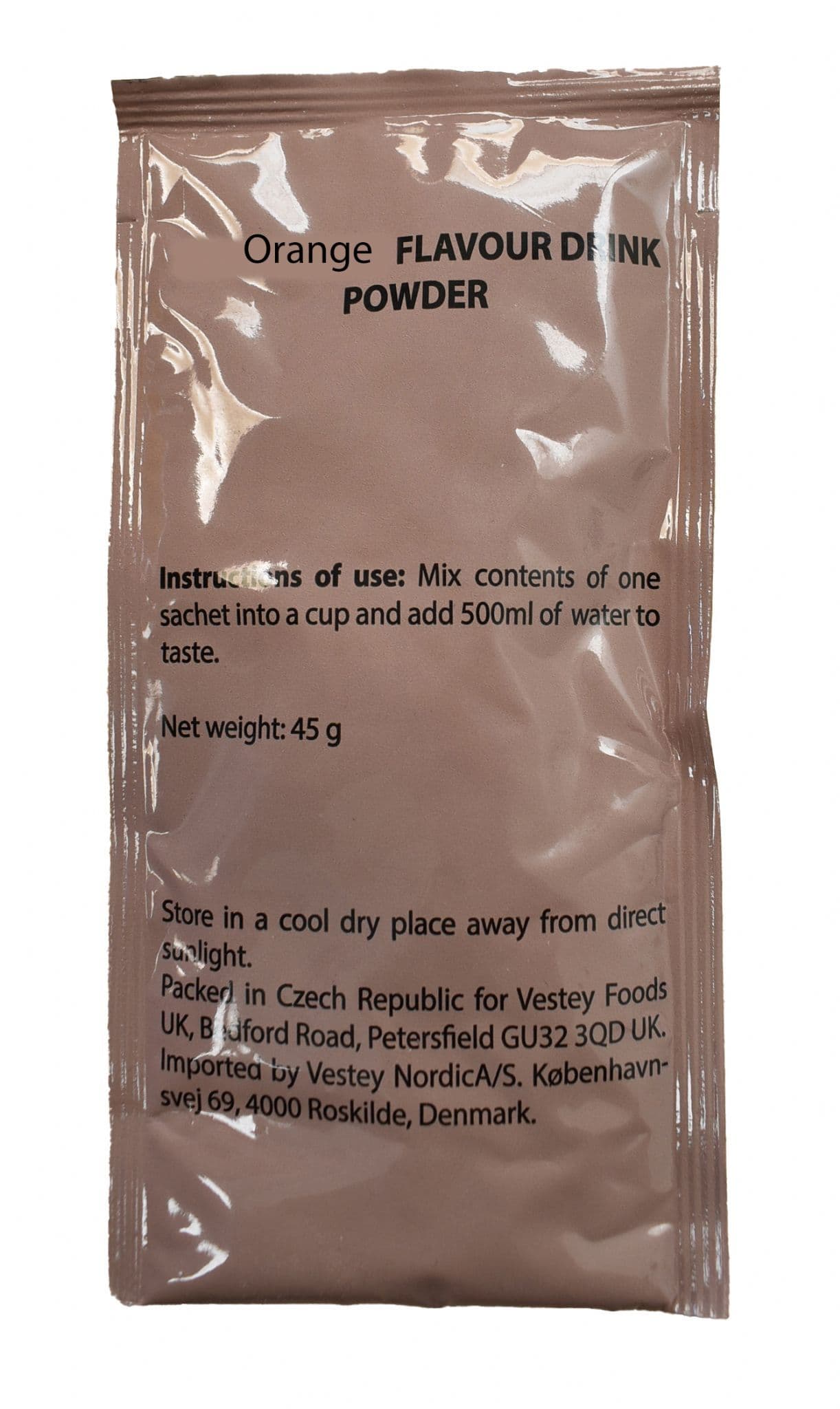 British Military Ration Pack Accessory - Orange Fruit Flavour Drink Powder 45g