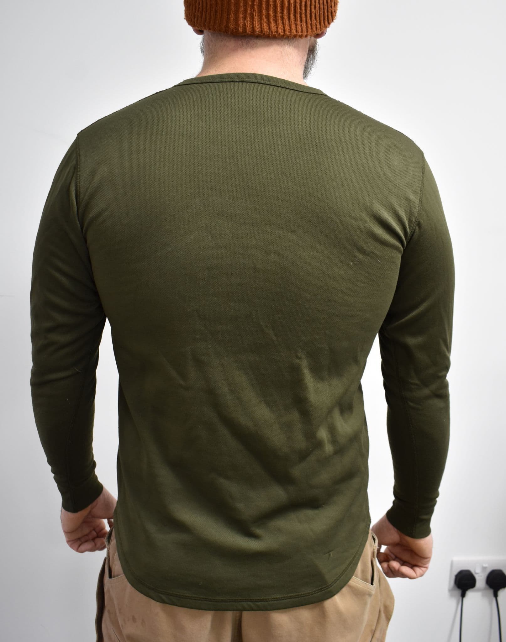 British Military Surplus Green Olive Thermal Long Sleeve Shirt - Image 2
