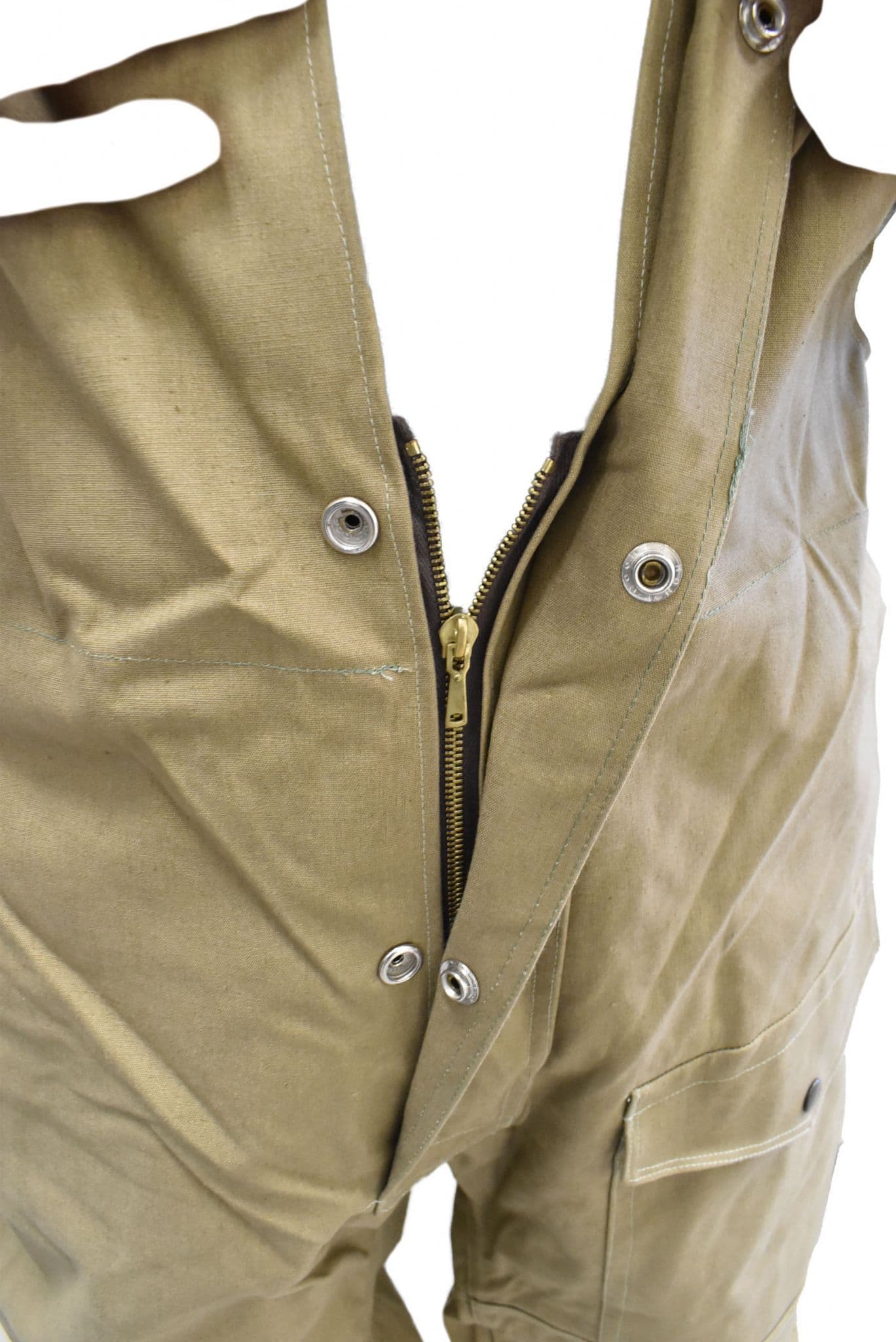 Czech Military Tan Waxed Bib & Brace Cotton Trousers - Image 5