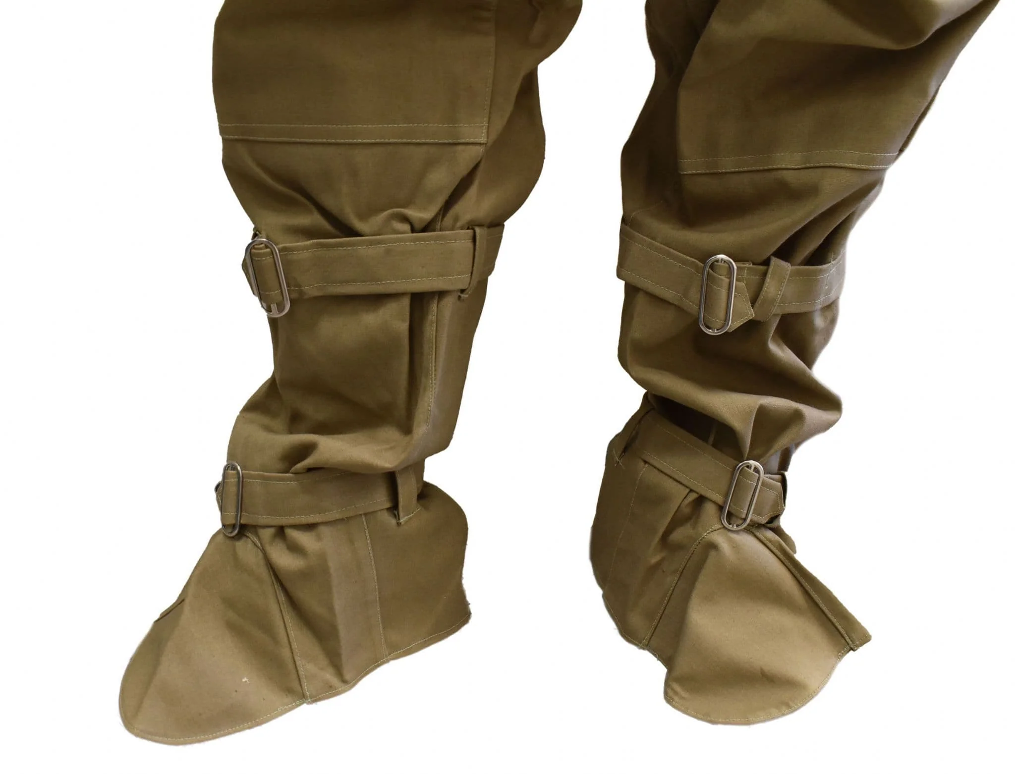Czech Military Tan Waxed Bib & Brace Cotton Trousers - Image 6