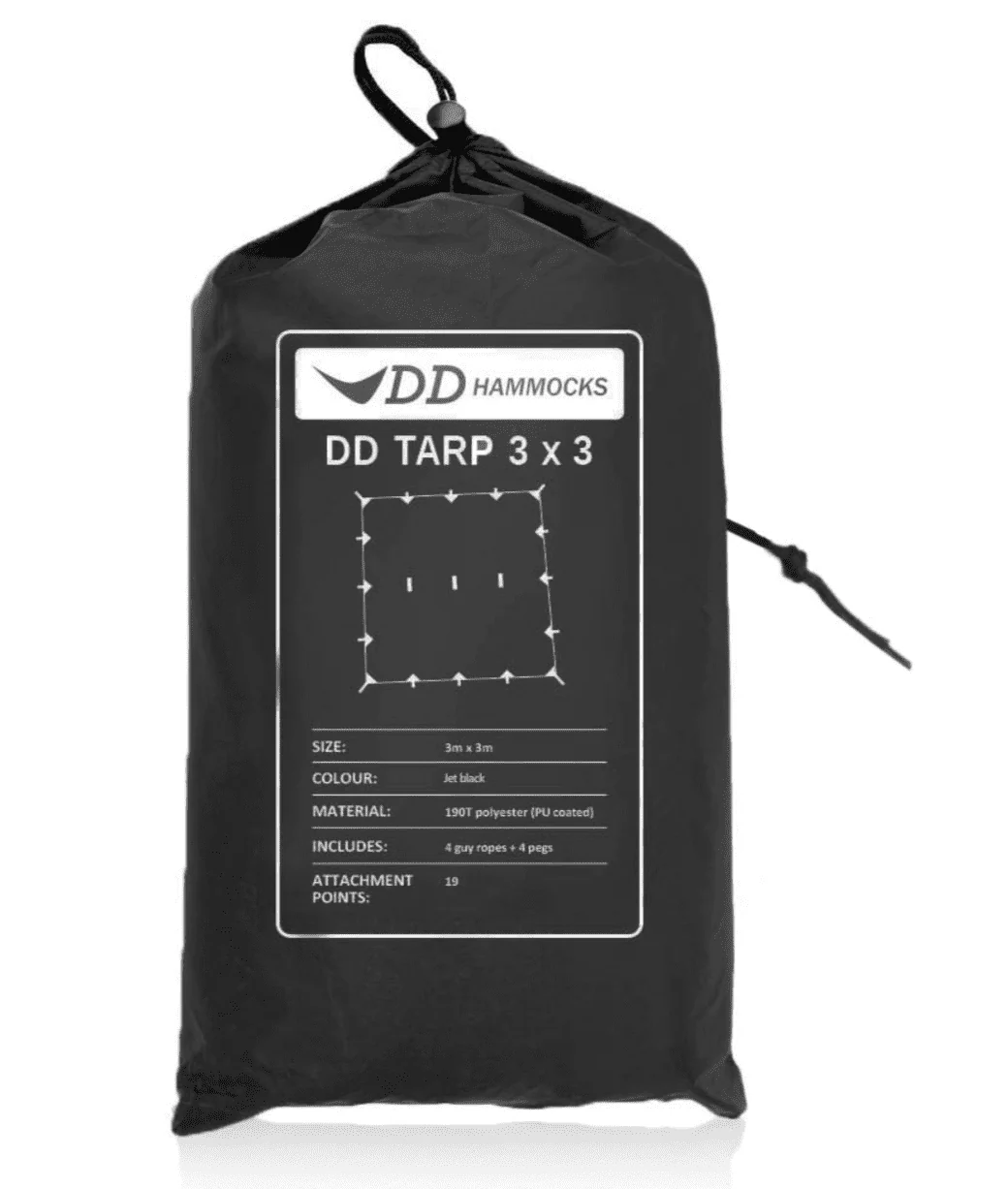 DD Hammocks Tarp 3 x 3m - Jet Black - Image 2