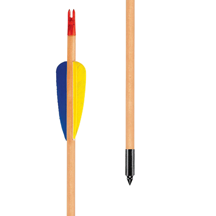 EK Archery Black Point Natural Wooden Feather Arrows 32" - Pack Of 3