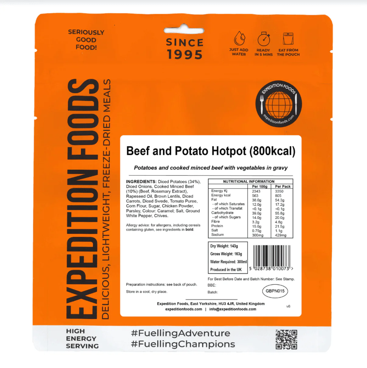 Expedition Foods Freeze Dried Meal Pouch - Beef And Potato Hotpot - Various Sizes - Image 2