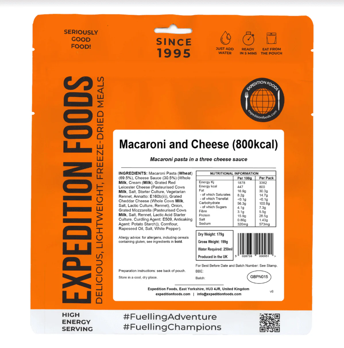 Expedition Foods Freeze Dried Meal Pouch - Macaroni And Cheese - Various Sizes - Image 2