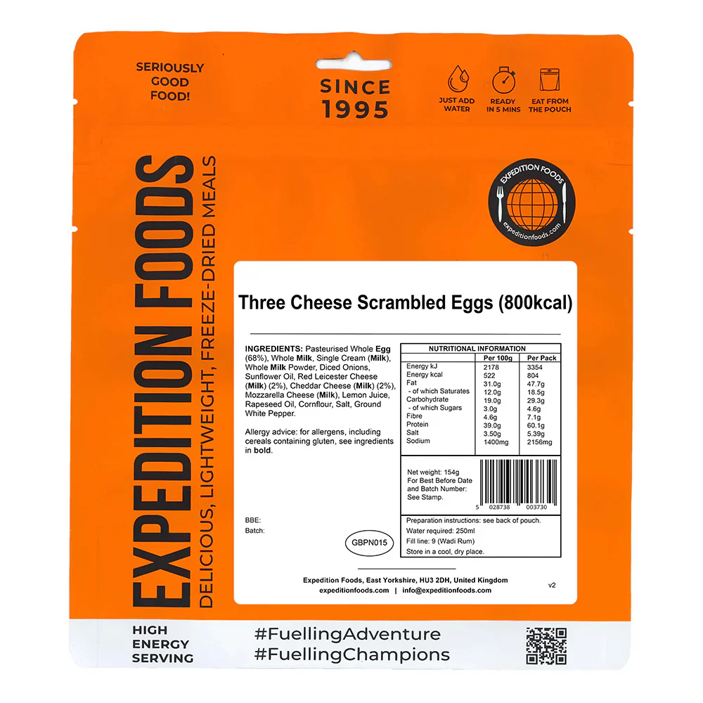 Expedition Foods Freeze Dried Meal Pouch - Three Cheese Scrambled Egg - Various Sizes - Image 10