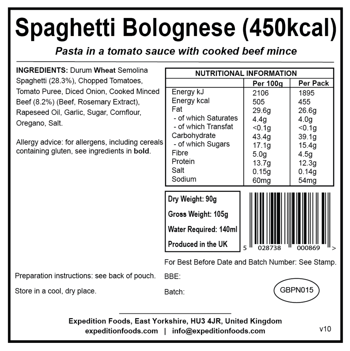 Expedition Foods Freeze Dried Meal Pouch - Spaghetti Bolognese - Various Sizes - Image 6