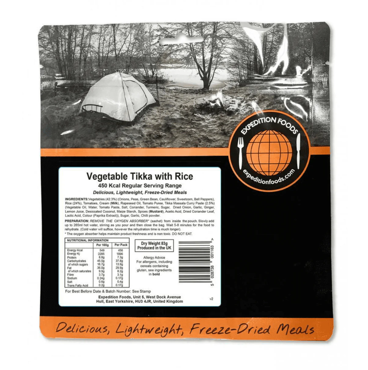 Expedition Foods Freeze Dried Meal Pouch - Vegetable Tikka With Rice - Various Sizes - Image 3