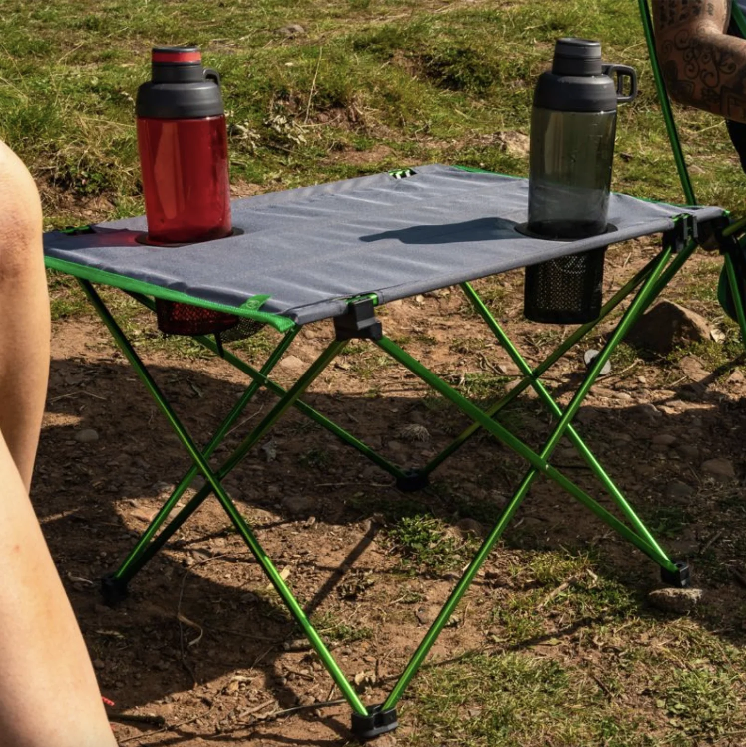 Highlander Ayr Folding Camping Table - Green and Grey - Image 5