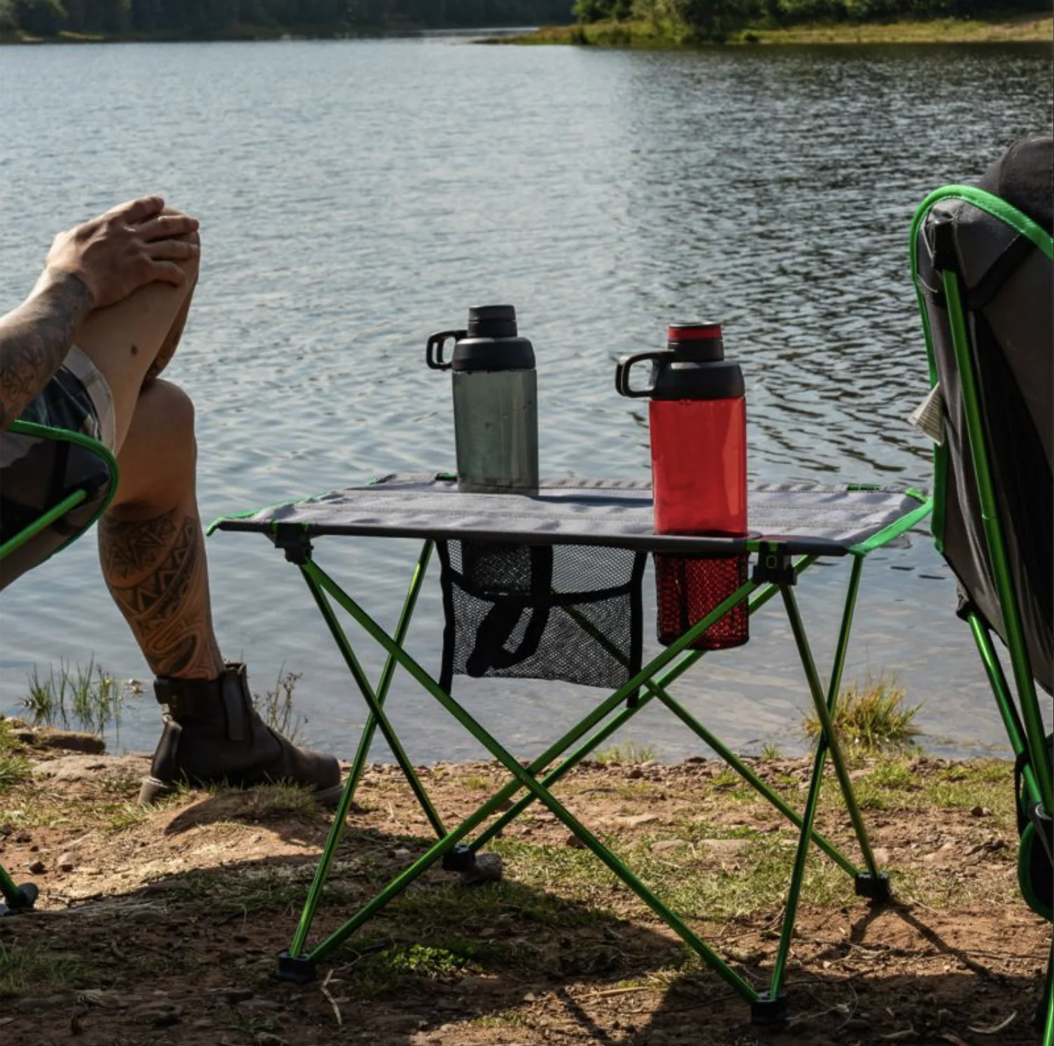 Highlander Ayr Folding Camping Table - Green and Grey - Image 6
