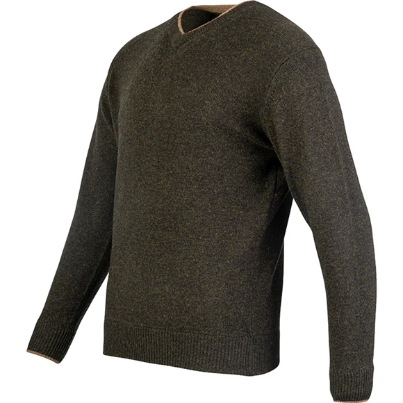 Jack Pyke Ashcombe 100% Lambswool V-Neck - Dark Olive - Image 3