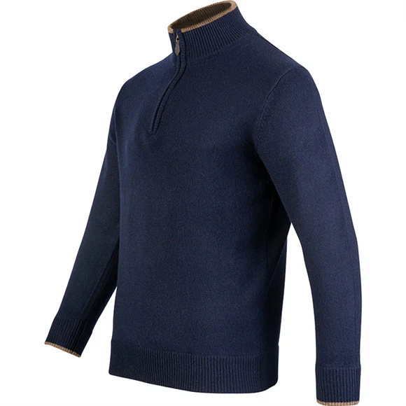 Jack Pyke Ashcombe 100% Lambswool Zipknit Pullover - Navy - Image 3