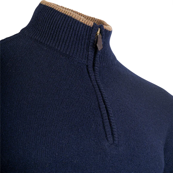 Jack Pyke Ashcombe 100% Lambswool Zipknit Pullover - Navy - Image 5