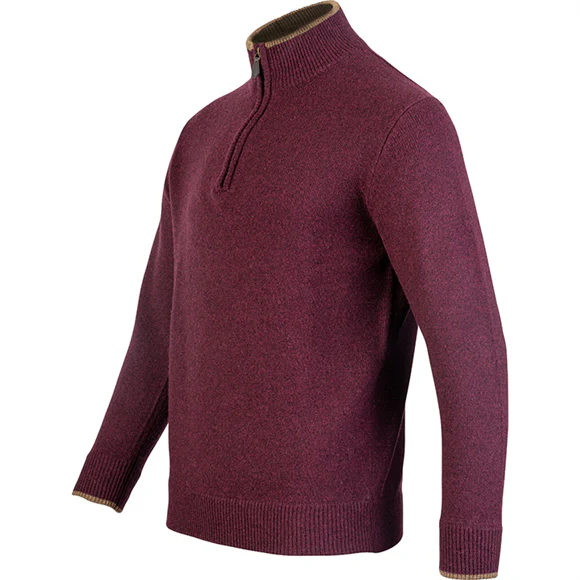 Jack Pyke Ashcombe 100% Lambswool Zipknit - Plum - Image 3