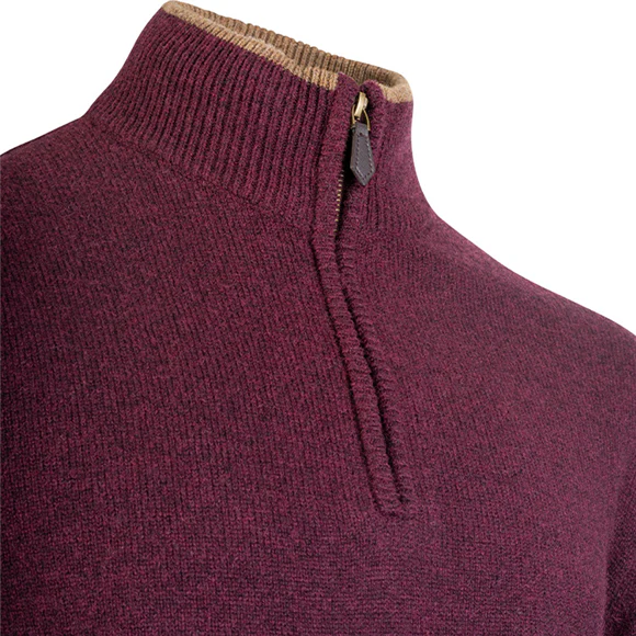 Jack Pyke Ashcombe 100% Lambswool Zipknit - Plum - Image 5