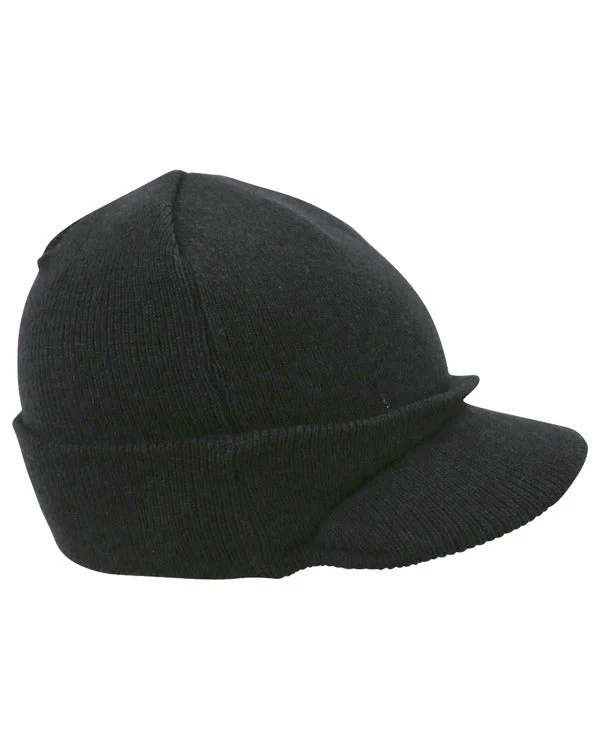 Kombat UK Peaked Beanie (WWII Style) - Black - Image 2