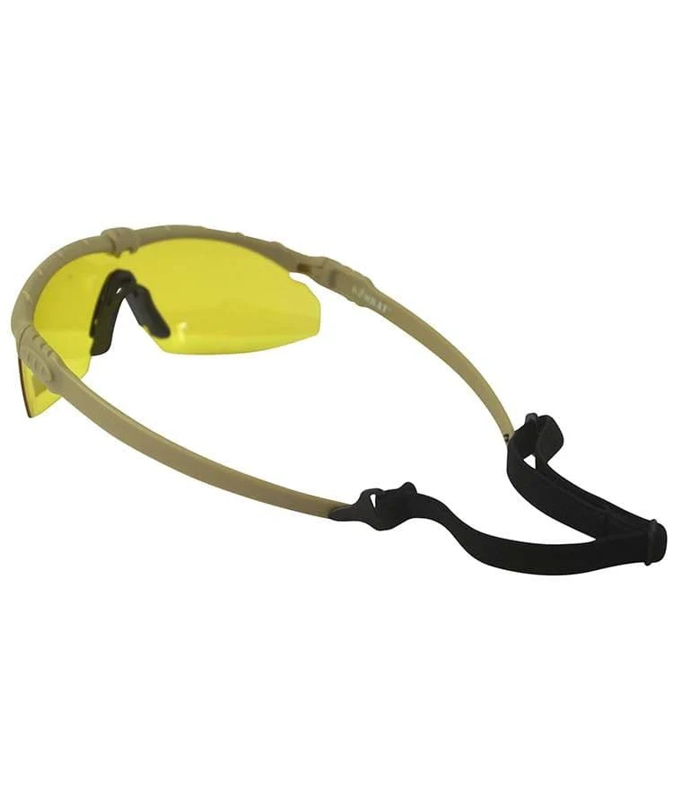 Kombat UK Ranger Protective Glasses with Yellow Lenses - Coyote Frame - Image 3