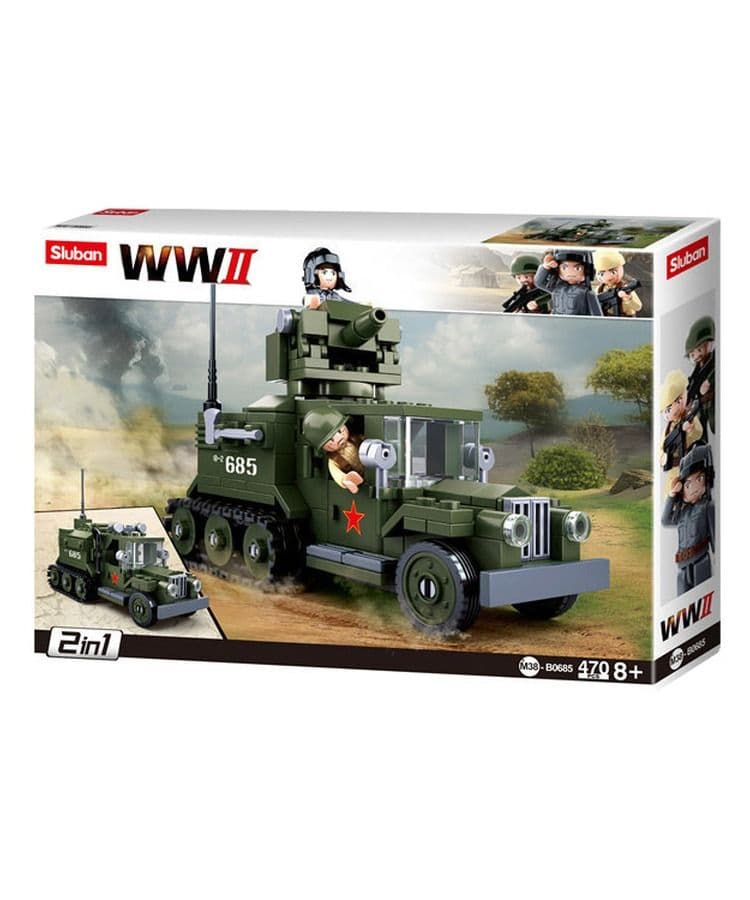 Kombat UK Sluban WWII Allied Half Track 2-in-1 Building Block Set - B0685 - Image 2
