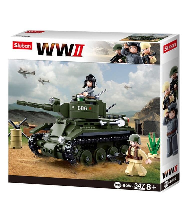 Kombat UK Sluban WWII Allied Light Cavalry Tank Model Building Blocks Set - B0686 - Image 2