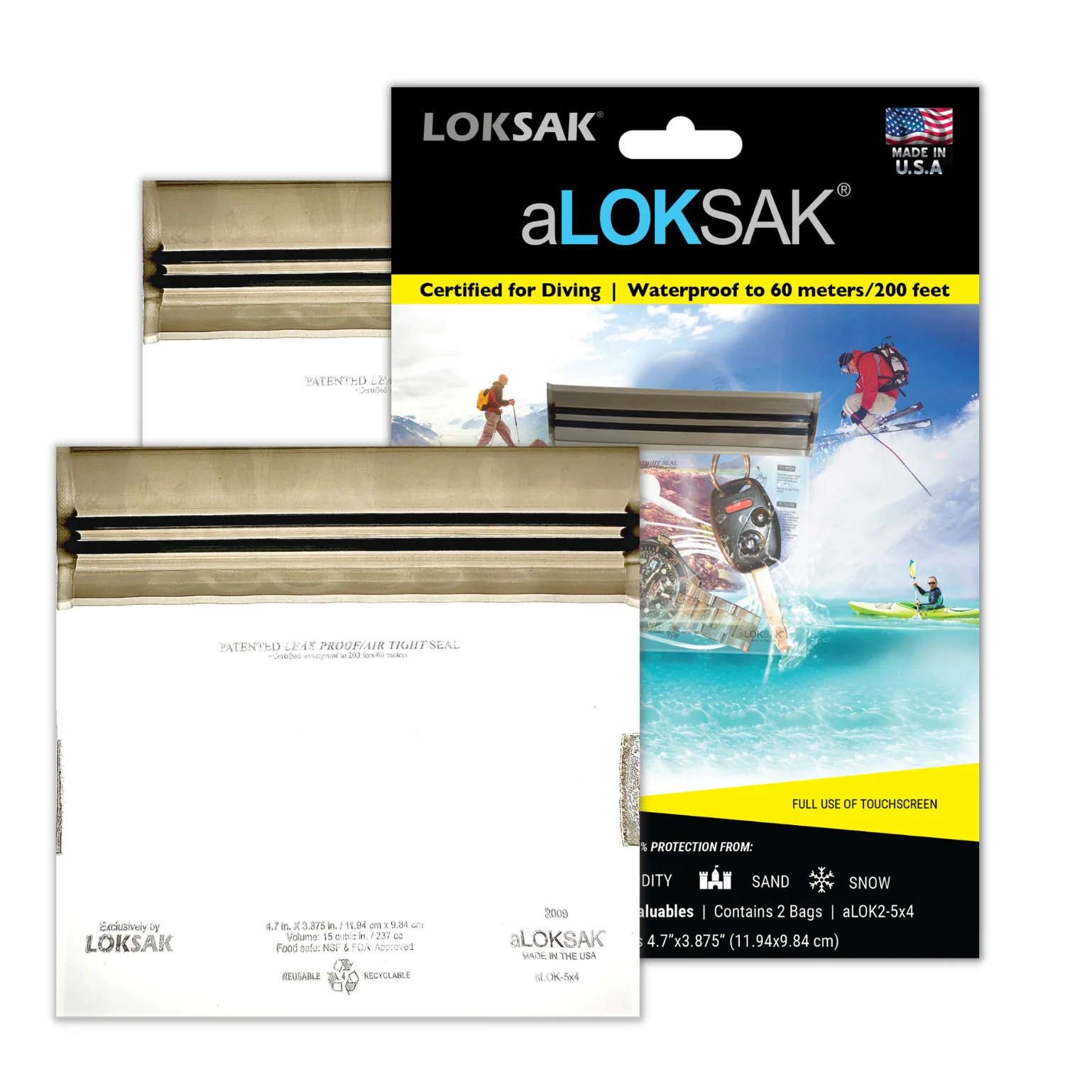Loksak Aloksak 5x4 Inch Waterproof Storage Bag - 2 Pack