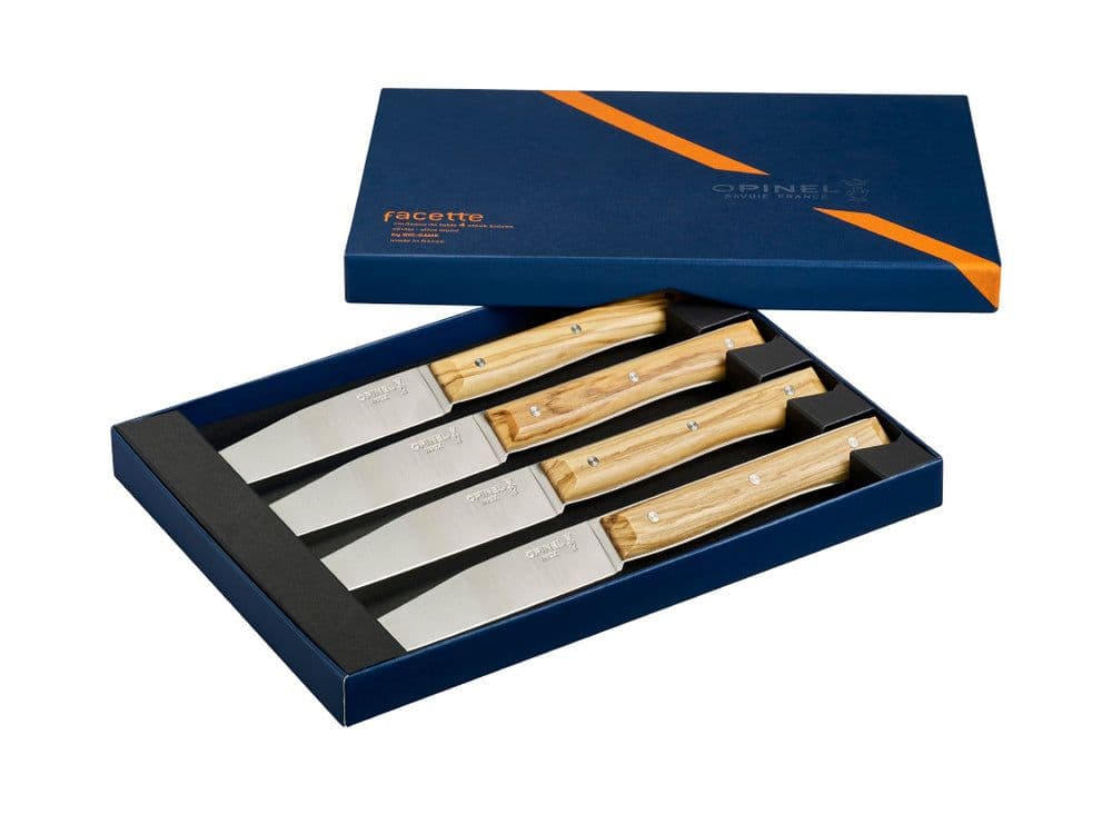 Opinel Set of 4 Olive Facette Table Knives - Image 2