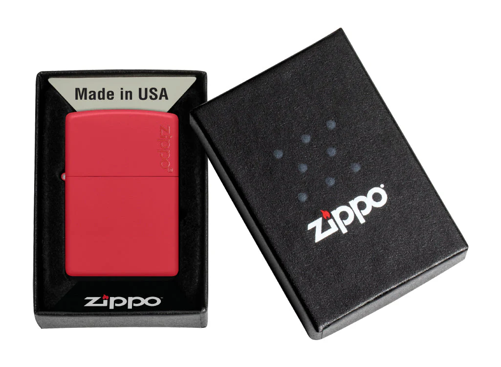 Zippo Classic Red Matte Lighter with Zippo Logo - Image 3